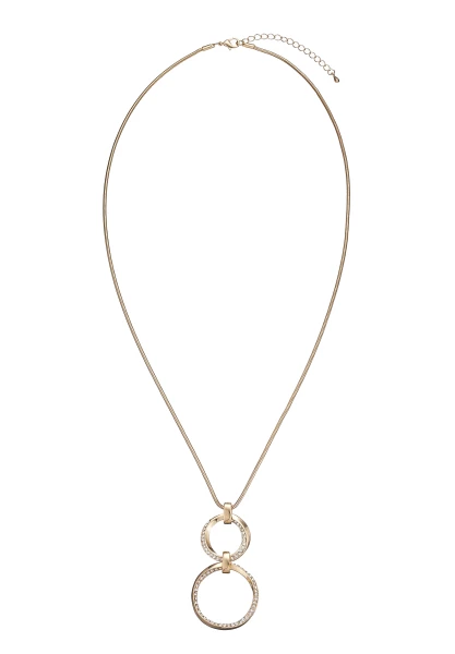 Leslii Lange Kette Glitzer Ringe Gold Saisonschlussverkauf