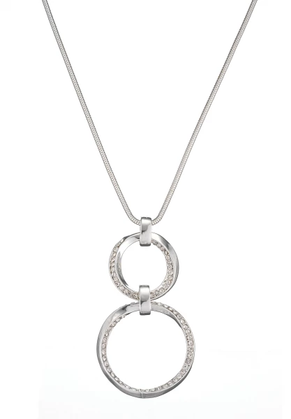 Leslii Lange Kette Glitzer Ringe Silber Black Friday