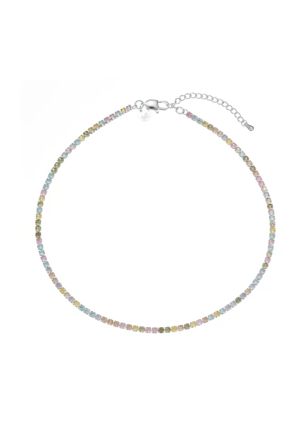 Leslii kurze Halskette Stainless Kristall versilbert Rainbow Valentinstagsangebot