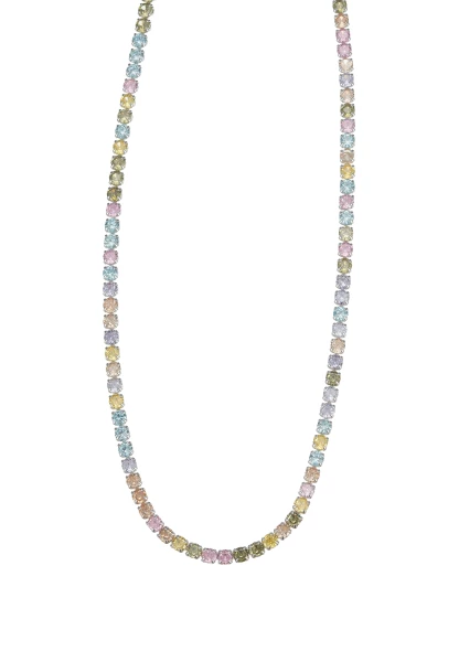 Leslii kurze Halskette Stainless Kristall versilbert Rainbow Valentinstagsangebot