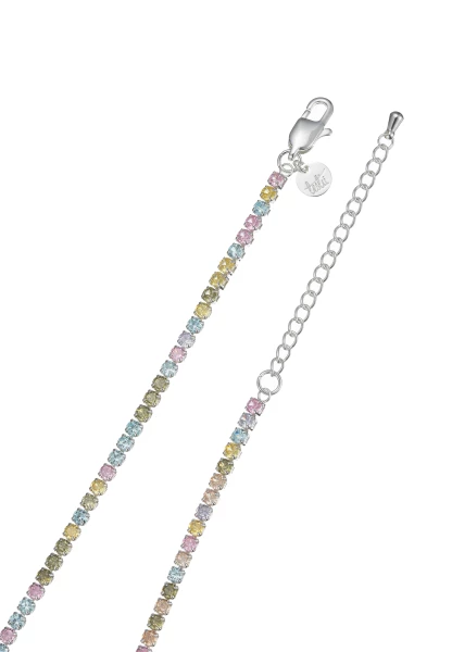 Leslii kurze Halskette Stainless Kristall versilbert Rainbow Valentinstagsangebot