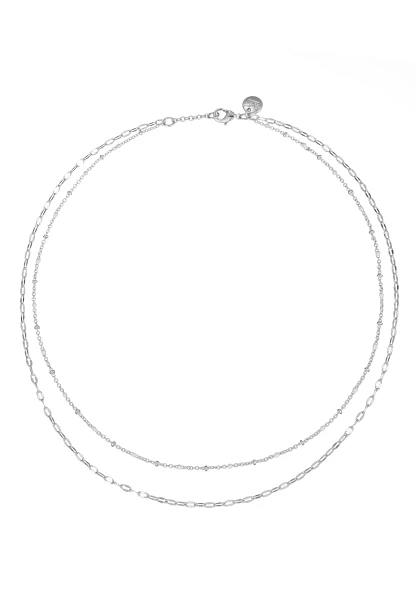 Leslii kurze Layering-Kette Recycled versilbert Große Rabatte