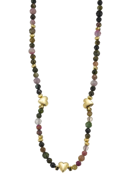 Leslii Kurze Halskette Kristall Herz-Kette 14k Gold Multi Bestseller