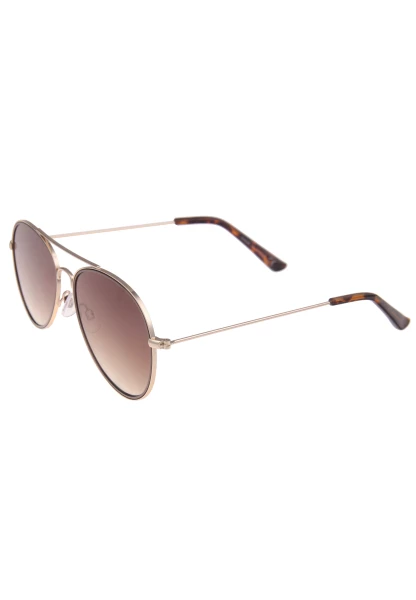 Leslii Sonnenbrille Damen Piloten-Brille Doppelsteg Designerbrille Sunglasses Metall Gold Braun 50% Rabatt mit kostenlosem Versand