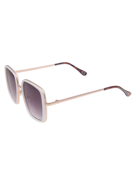 Leslii Sonnenbrille Square Look Eckig Damen Sunglasses Designerbrille in Weiß Gold Online