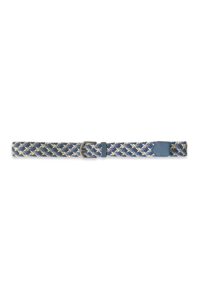 -50% SALE! Leslii Flechtgürtel Stretch mit Leder Applikation in Blau Creme Exklusivangebot