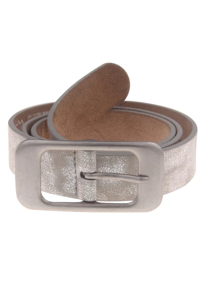Leslii Damen-Gürtel Basic Statement-Schließe silberfarbener Gürtel Uni Breite 3cm Silber Metallic Heißer Verkauf