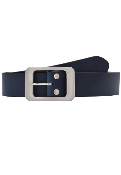 Leslii Gürtel echter Leder-Gürtel Rindsleder Basic dunkelblauer Gürtel Breite 4cm Navy Silber Blau Neueste Mode