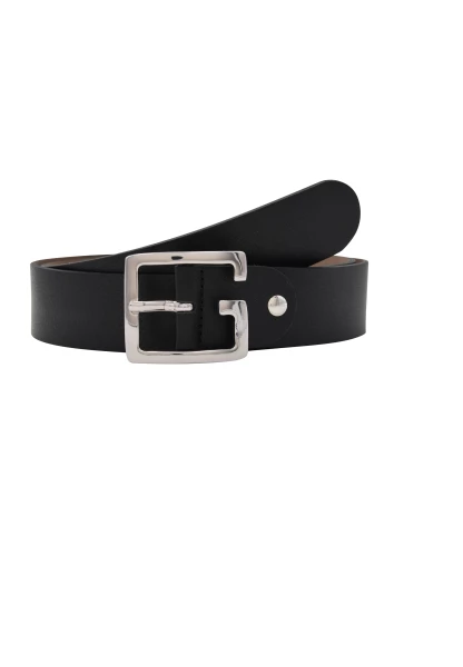 Leslii Premium Gürtel echter Leder-Gürtel Breite 4cm Kalbs-Nappaleder Narbung Schwarz Silber Bestseller