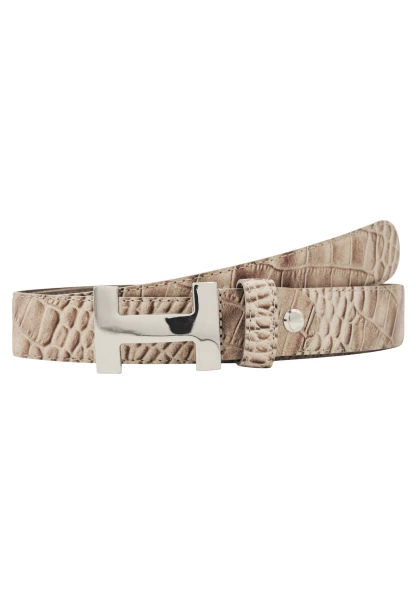 Leslii Premium Gürtel echter Leder-Gürtel 3cm Kroko-Print Animal-Gürtel Nappaleder Beige Silber Im Verkauf