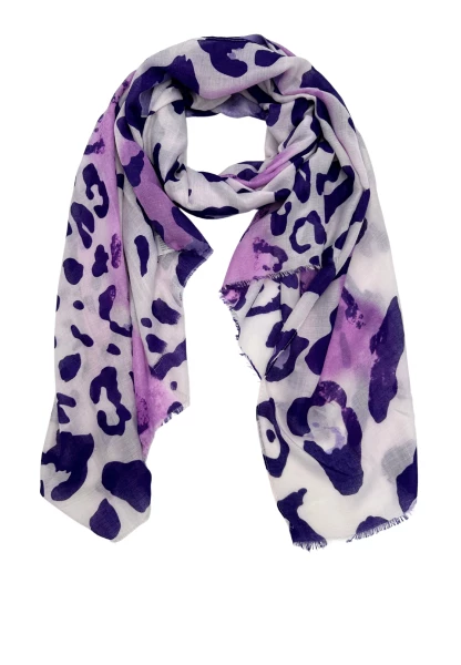 Leslii Schal Leo Look in Lila Weiß Verkauf