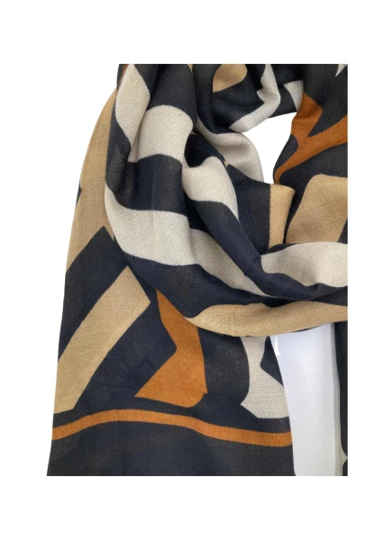 Leslii Schal Streifen-Muster Beige Schwarz im Angebot