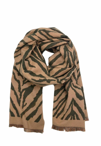 Leslii Schal mit Zebra-Muster Oliv Limitierter Zeitrabatt