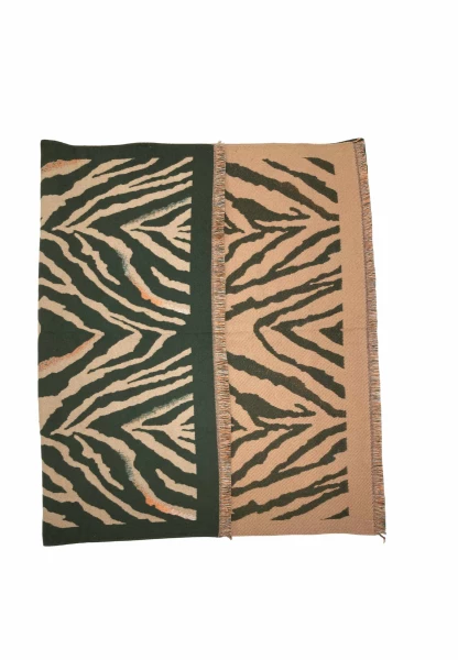 Leslii Schal mit Zebra-Muster Oliv Limitierter Zeitrabatt