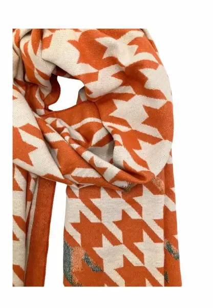Leslii Schal mit Pepita-Muster Orange Fabrikpreis