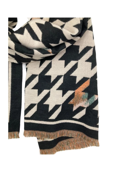 Leslii Schal mit Pepita-Muster Creme Schwarz Sonderangebot