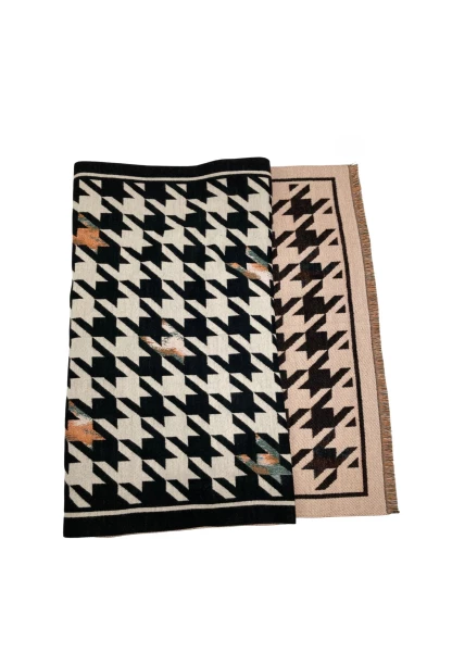 Leslii Schal mit Pepita-Muster Creme Schwarz Sonderangebot