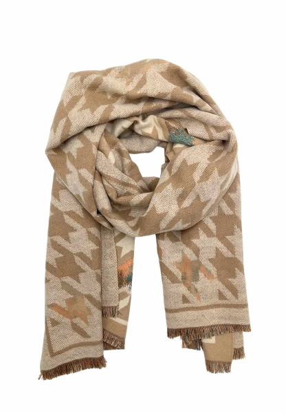 Leslii Schal mit Pepita-Muster Creme Beige Günstig kaufen