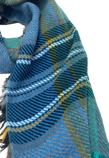 Leslii karierter Schal Blau Flash Sale