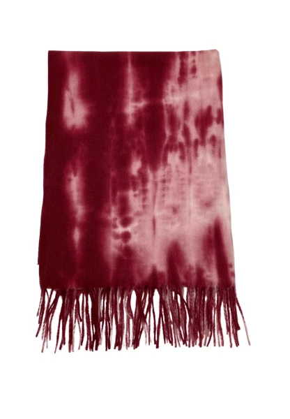 Leslii Schal Fransen Batik Dunkelrot Rosa Preisnachlass