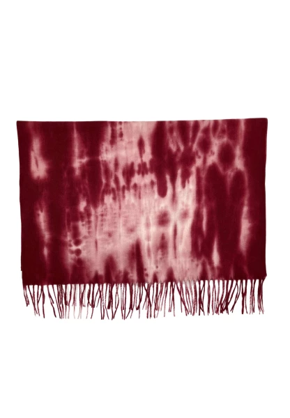 Leslii Schal Fransen Batik Dunkelrot Rosa Preisnachlass