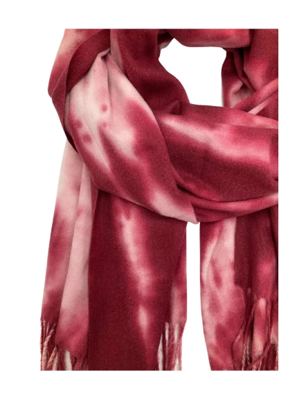 Leslii Schal Fransen Batik Dunkelrot Rosa Preisnachlass
