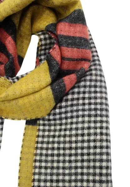 -50% SALE Leslii Schal Muster-Mix gemusterter Streifen-Muster Fransen-Schal kariert in Orange Neueste Stile