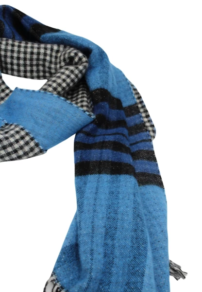 -50% SALE Leslii Schal Muster-Mix gemusterter Schal Streifen-Muster Fransen-Schal kariert in Blau Letzter Tag