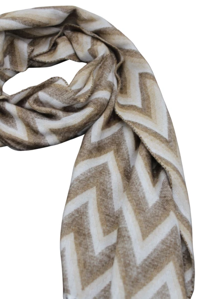 -50% SALE Leslii Schal Zickzack-Muster gemusterter Fransen-Schal Muster-Schal in Braun Beige Zeitbegrenzte Promotion