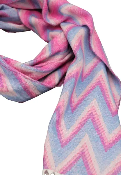 -50% SALE Leslii Schal Zickzack-Muster gemusterter Fransen-Schal Muster-Schal in Pink Blau Bis zu 50% Rabatt