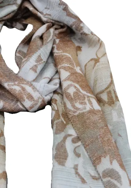 -50% SALE Leslii Schal Blumen-Muster Rosen gemusterter Fransen-Schal Muster-Schal in Braun Beige Nur für heute