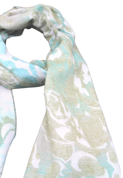-50% SALE Leslii Schal Blumen-Muster Rosen gemusterter Fransen-Schal Muster-Schal in Grün Mint Vierteljährliche Förderung