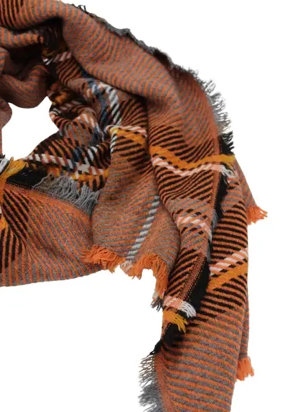 -50% SALE Leslii Schal Streifen-Muster oranger Schal Fransen-Schal gemustert in Orange Schwarz Nur noch ein Tag übrig