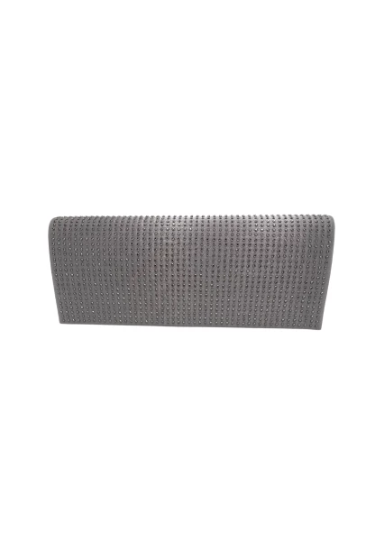 Leslii Clutch Handtasche Glitzer Steinchen in Grau Kostenloser Versand