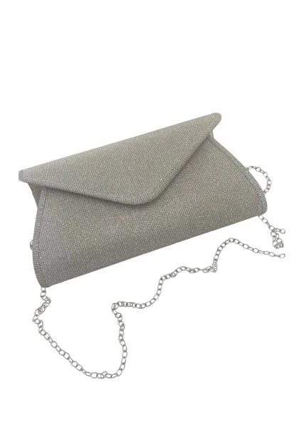 Leslii Clutch Handtasche Glitzer in Silber Versandkostenfrei