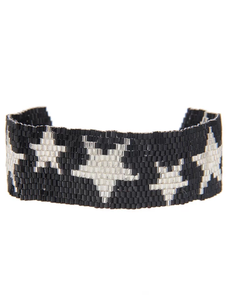 -70% SALE Leslii Armband Web-Muster Sterne in Schwarz Silber Riesige Ersparnisse