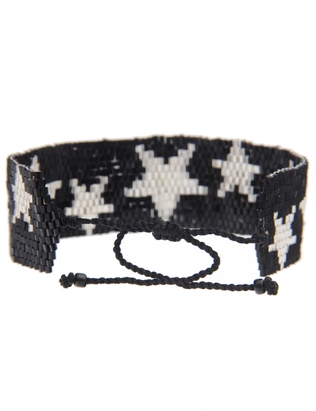 -70% SALE Leslii Armband Web-Muster Sterne in Schwarz Silber Riesige Ersparnisse