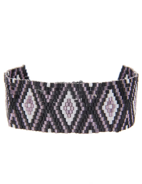 -70% SALE Leslii Armband Web-Muster Raute in Schwarz Lila VIP-Rabatte
