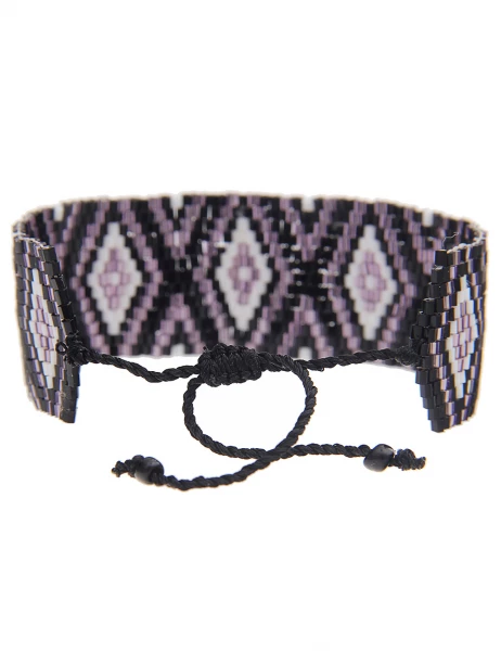 -70% SALE Leslii Armband Web-Muster Raute in Schwarz Lila VIP-Rabatte