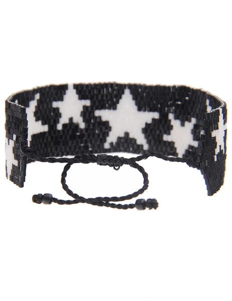 -70% SALELeslii Armband Web-Muster Sterne in Schwarz Weiß Tiefpreis