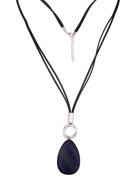 -50% SALE Leslii Lange Halskette Naturstein in Schwarz Blau Letzte 3 Tage