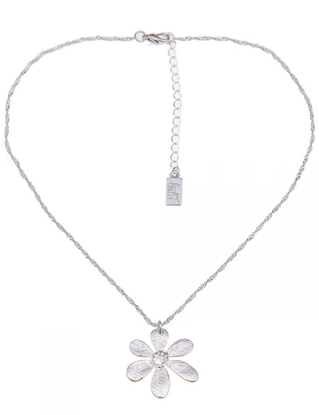 -50% SALE Leslii Kurze Halskette Glitzer-Blüte in Silber Bis zu 55% Rabatt