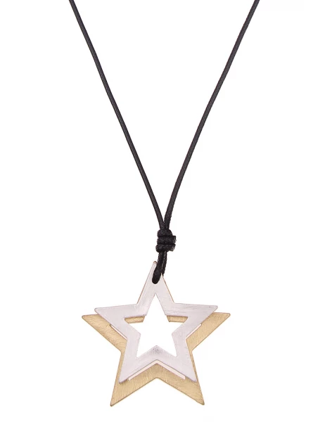 -50% SALE Leslii Lange Halskette Bicolor Sterne in Gold Silber Outlet