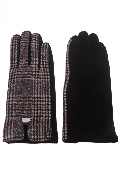 -50% SALE Leslii Fashion Handschuhe Hahnentritt Muster in Schwarz Braun Kostenloser Versand