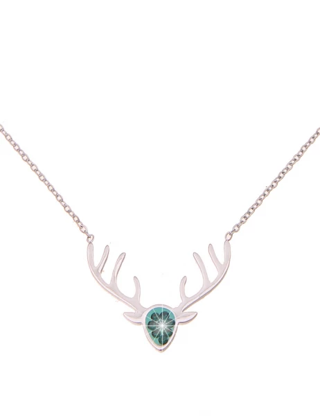 -50% SALE Leslii Damen-Kette Hirsch-Geweih Trachten-Collier Oktoberfest Dirndl-Kette Wiesn Silber Gr Sonderangebot