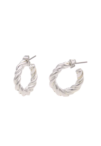 Leslii Ohrringe Creolen Hochglanz Swirl in Silber Neueste Mode