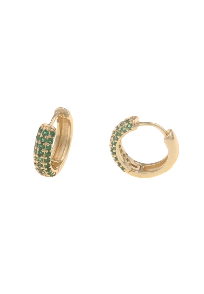 Leslii Ohrringe Creolen Glitzer Strass grüner Ohrschmuck in Gold Grün