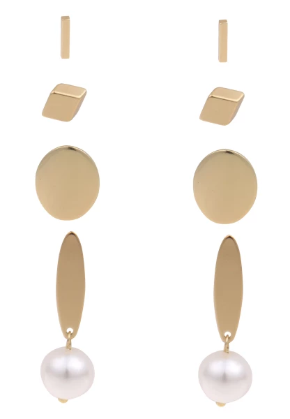 Leslii Damen-Ohrringe 4er Set goldene Ohrstecker weiße Perlen Gold Saisonschlussverkauf