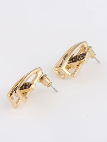 Leslii Damen-Ohrringe Yvonne Statement Glitzer goldene Ohrstecker Modeschmuck-Ohrringe Gold JETZT KAUFEN
