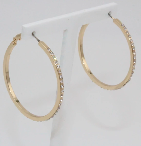 Leslii Damen-Ohrringe Glitzer Creolen Strass-Ohrringe Modeschmuck-Ohrringe Ohrschmuck Gold Letzte 2 Tage